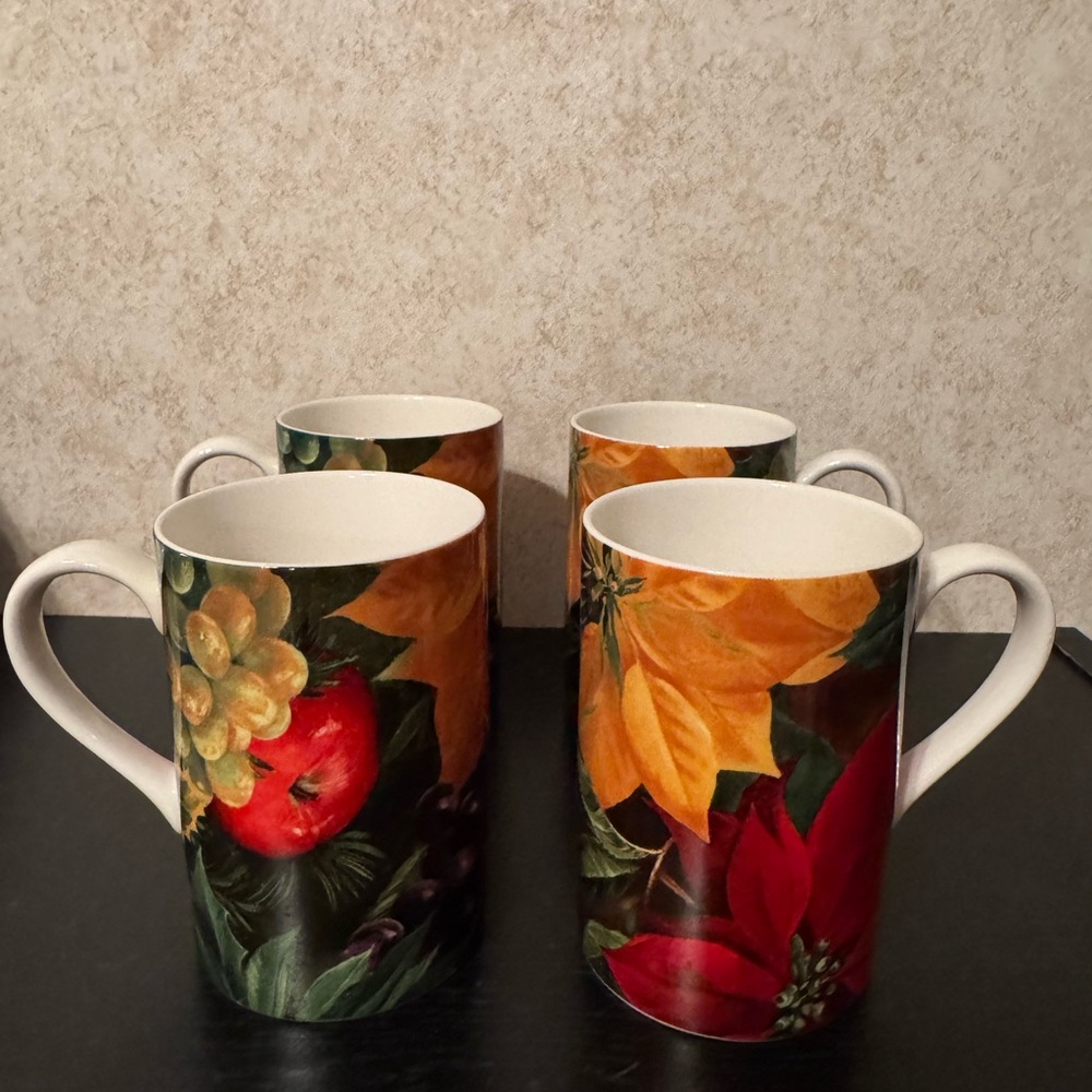 Sakura Holiday Abundance Hallmark Floral Mugs - Red, Orange, Green